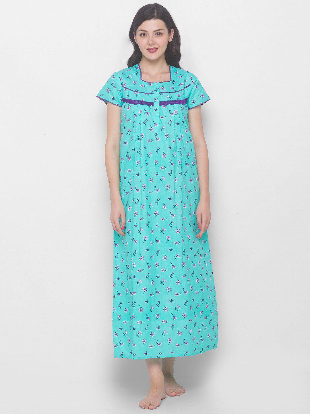 av2-turquoise-blue-&-violet-printed-pure-cotton-maternity-maxi-nightdress