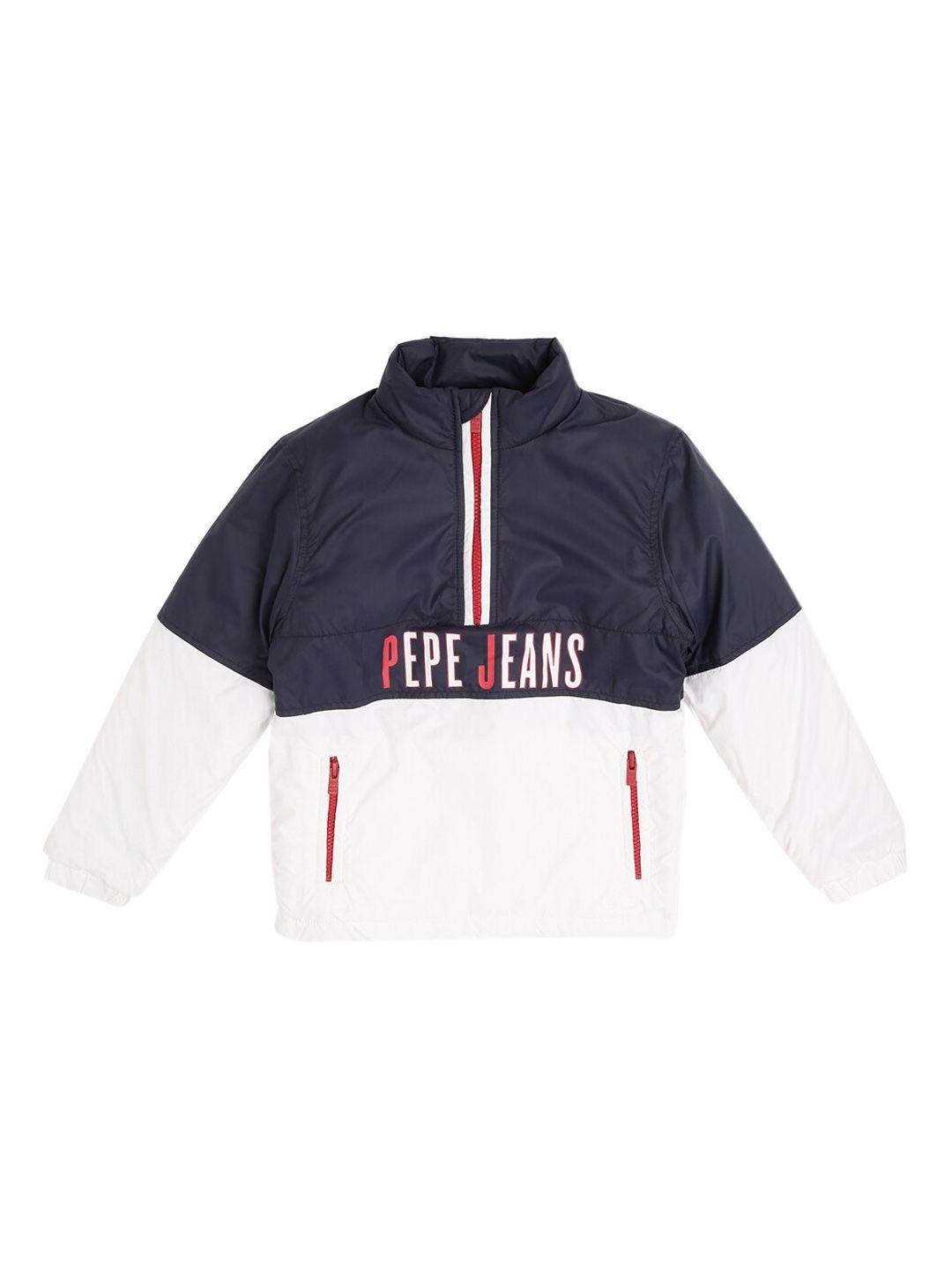 Pepe Jeans Boys White Navy Blue Sporty Jacket