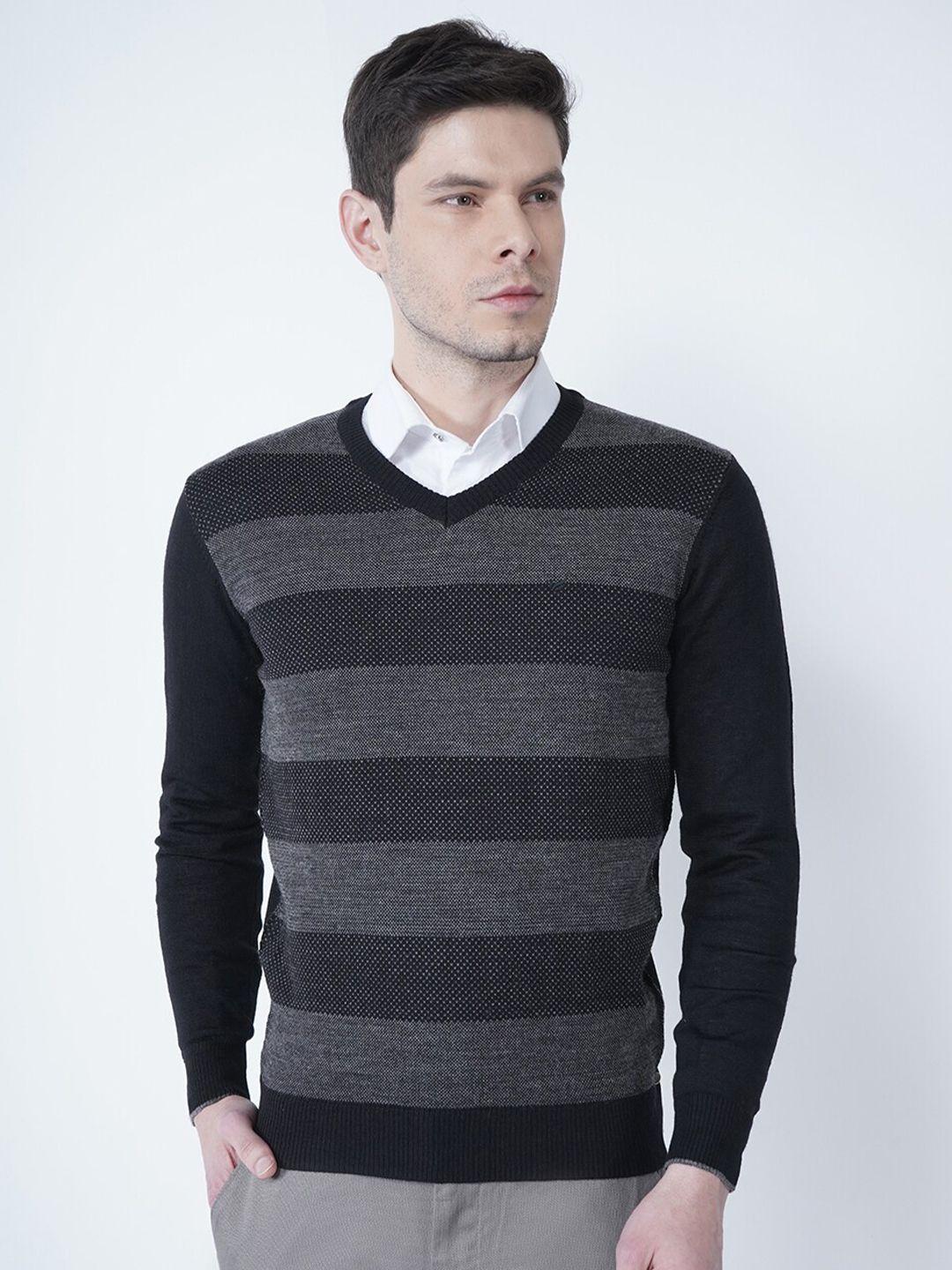 blackberrys-men-black-&-grey-striped-woollen-pullover