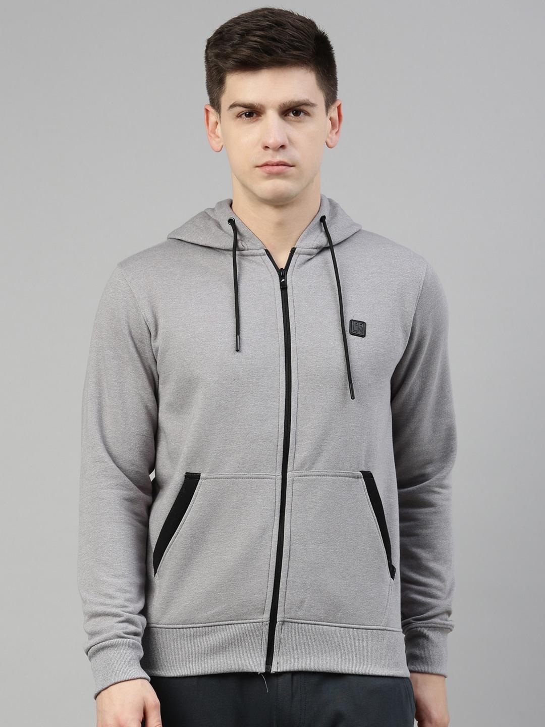 Proline Men Grey Hooded Sweatshirt