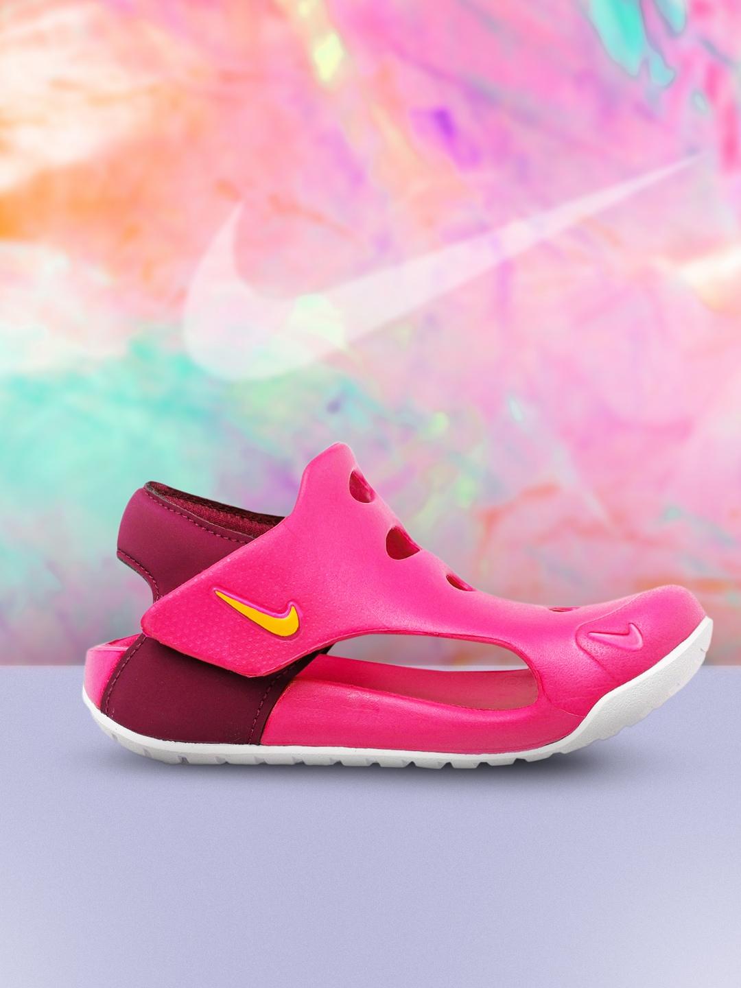 nike-infant-boys-magenta-pink-&-burgundy-solid-sunray-protect-3-toddler-clogs-with-cut-out
