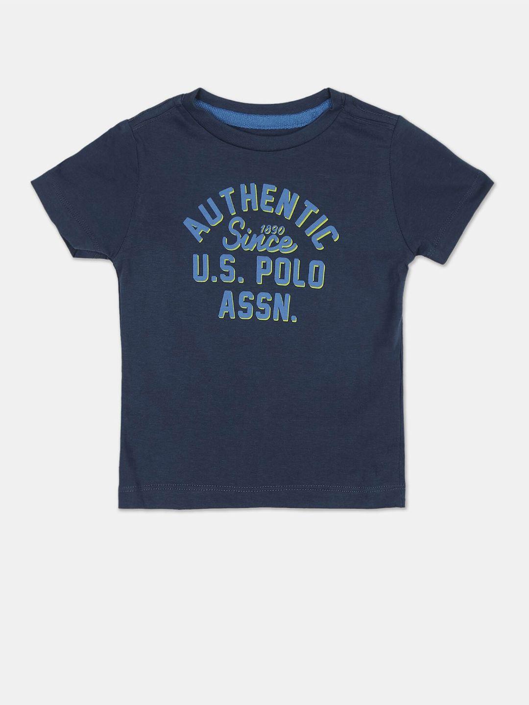 U S Polo Assn Boys Blue Typography Printed T-shirt
