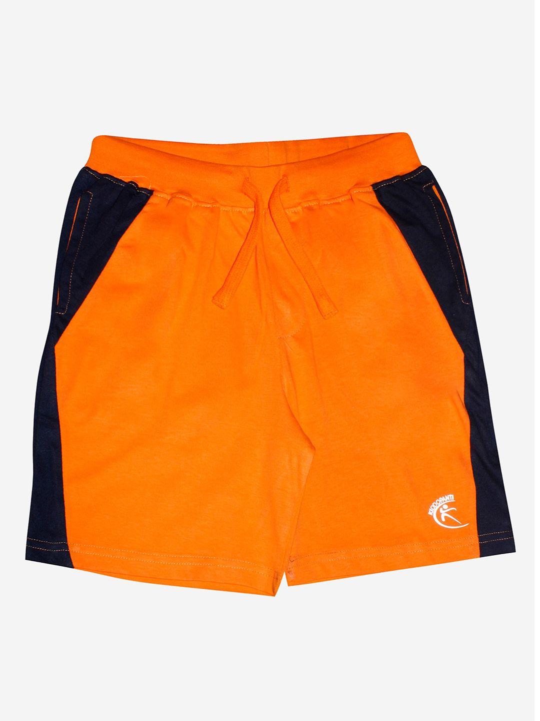 KiddoPanti Boys Orange Colourblocked Pure Cotton Shorts