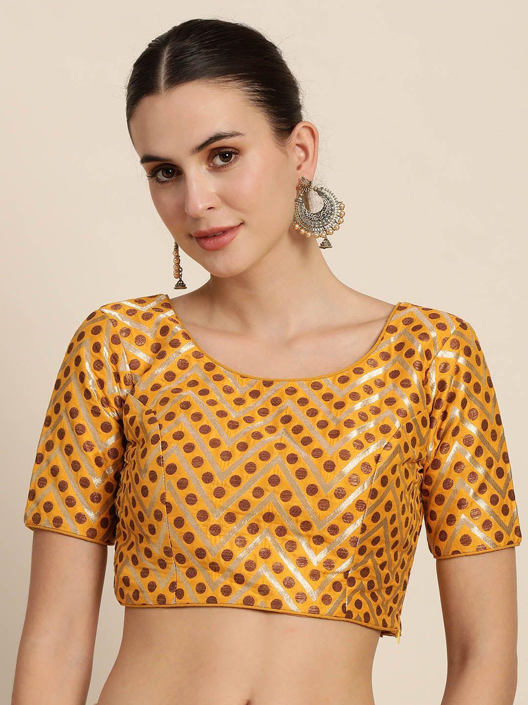 mimosa-women-mustard-yellow-&-golden-woven-design-readymade-saree-blouse