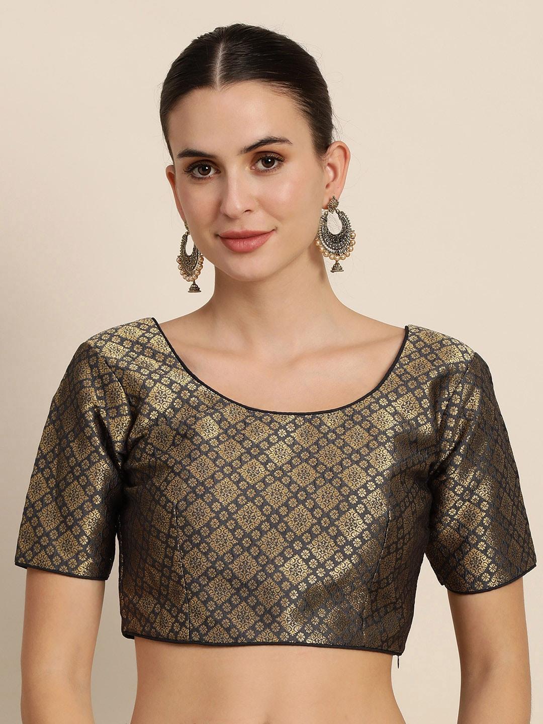 mimosa-women-grey-&-golden-woven-design-readymade-saree-blouse