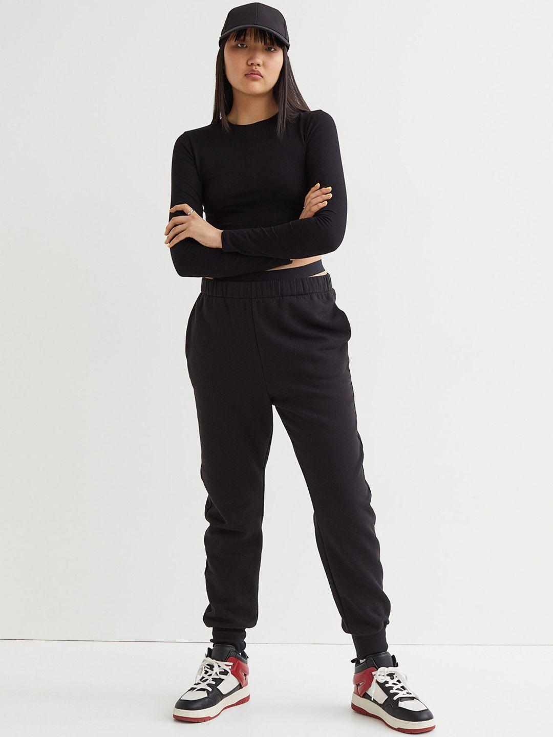 h&m-women-solid-hog-rise-tapered-fit-joggers