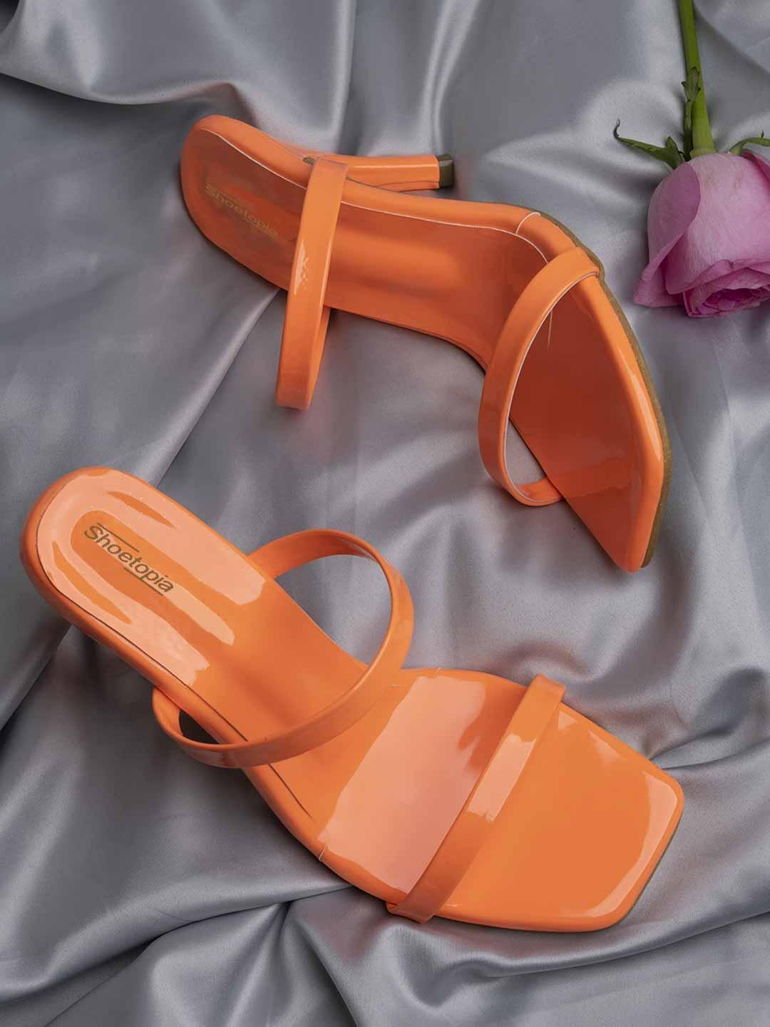 Shoetopia Orange Stiletto Sandals