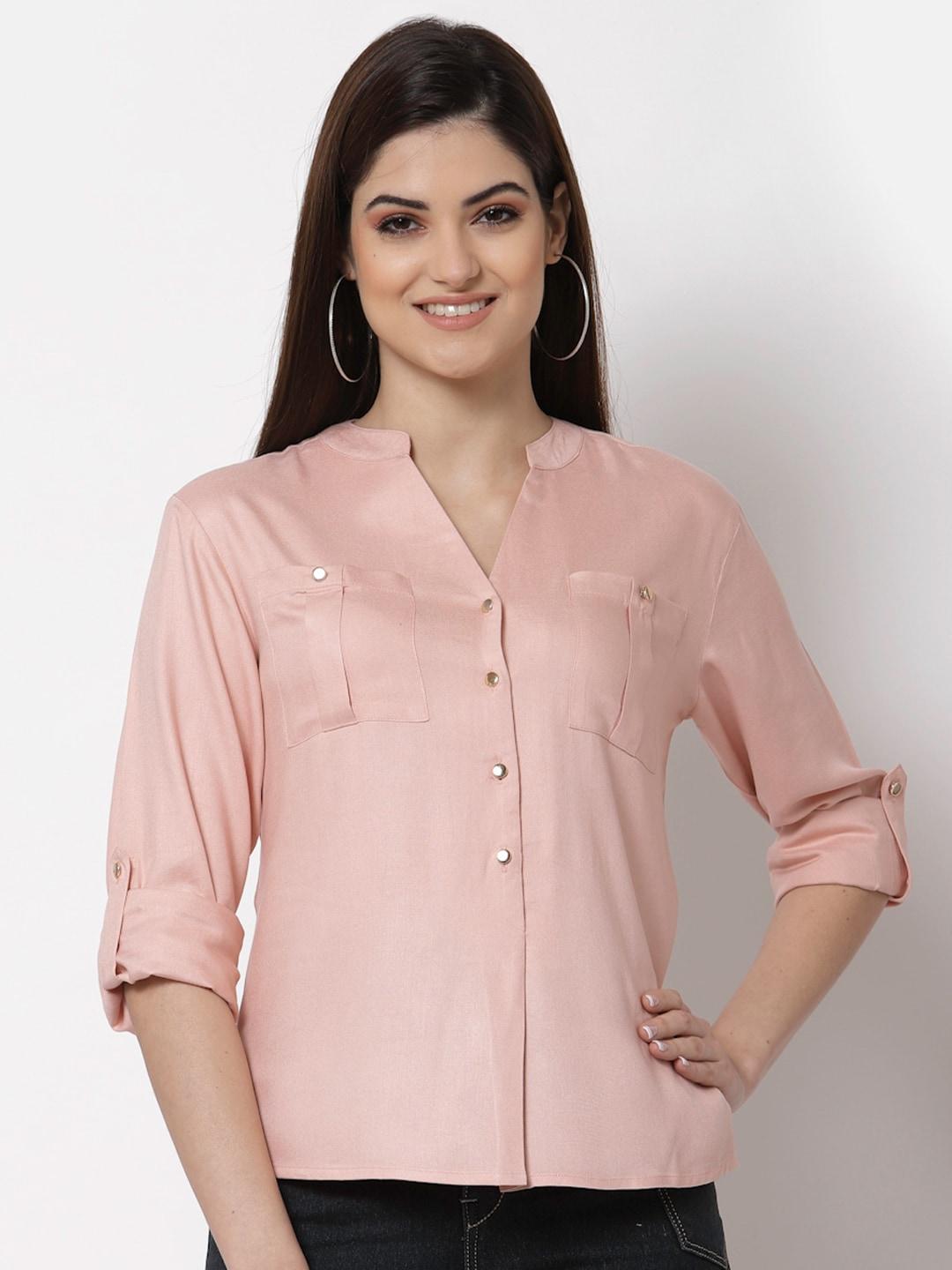 Style Quotient Women Nude-Coloured Classic Casual Shirt