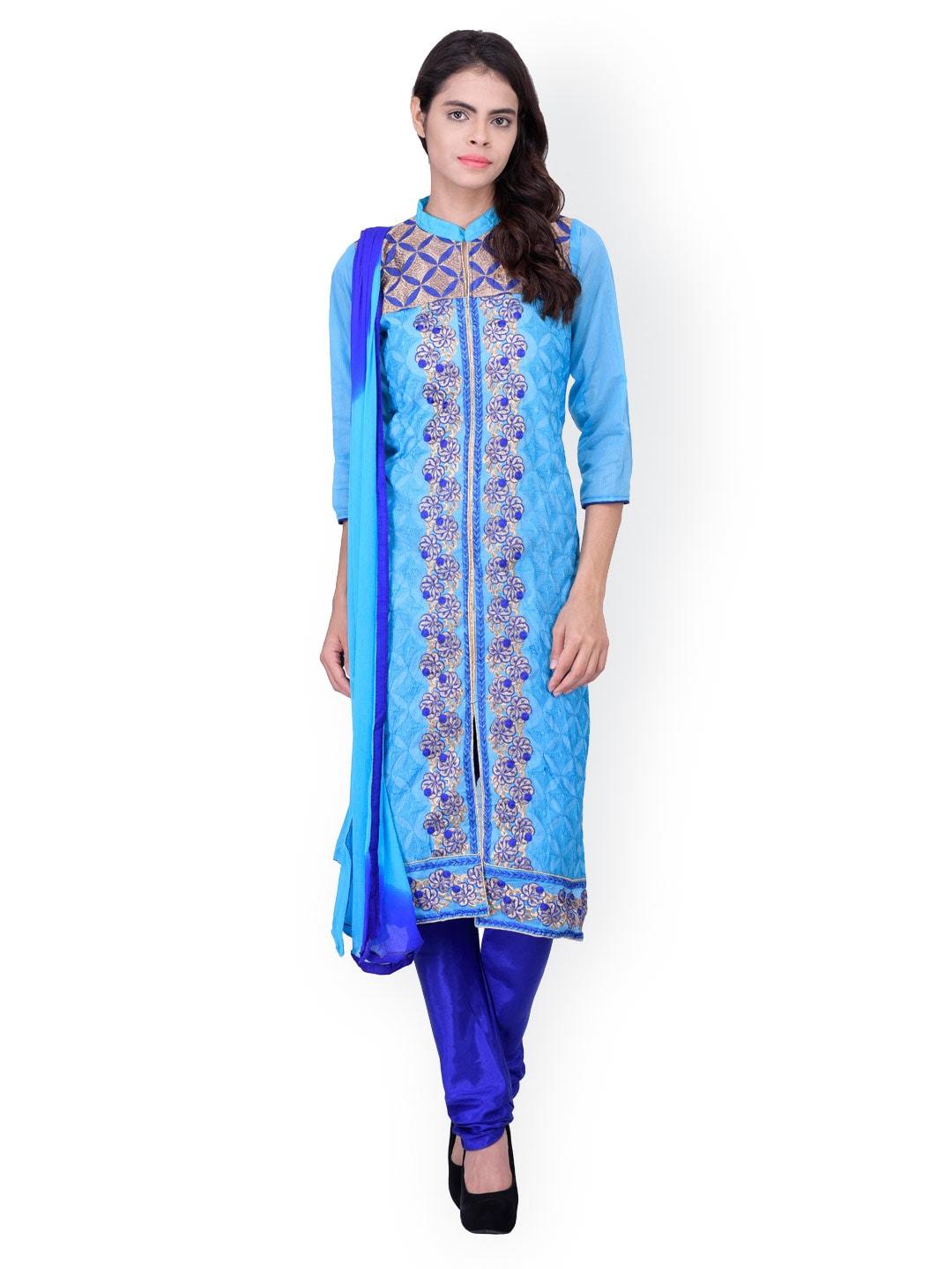 Blissta Blue Chanderi Unstitched Dress Material