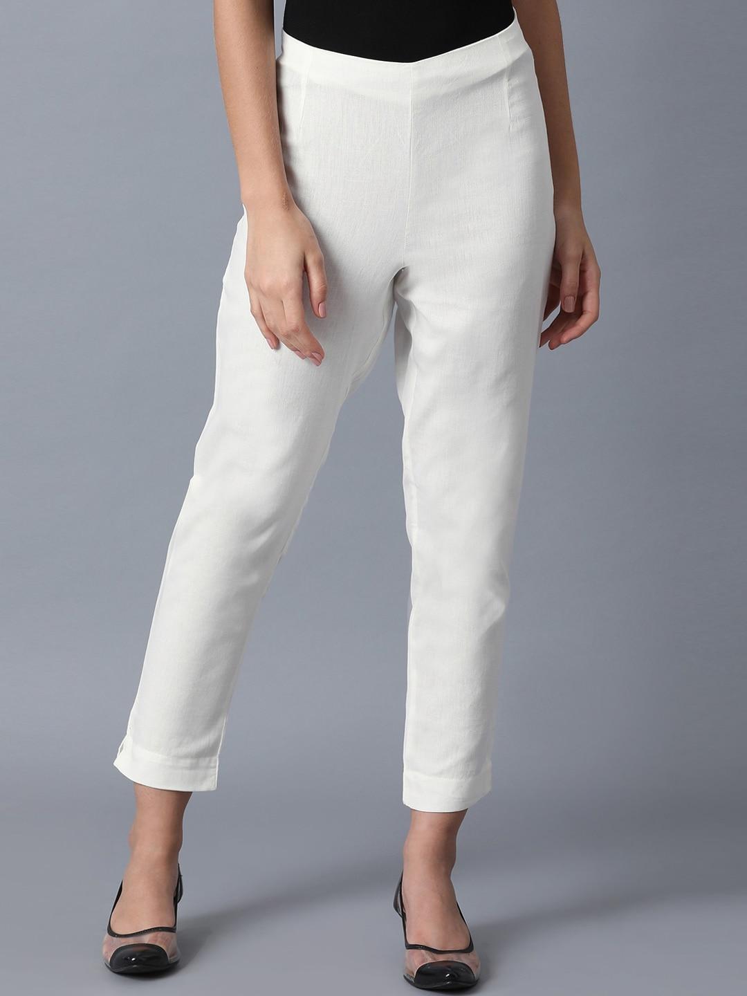 w-women-white-slim-fit-trousers