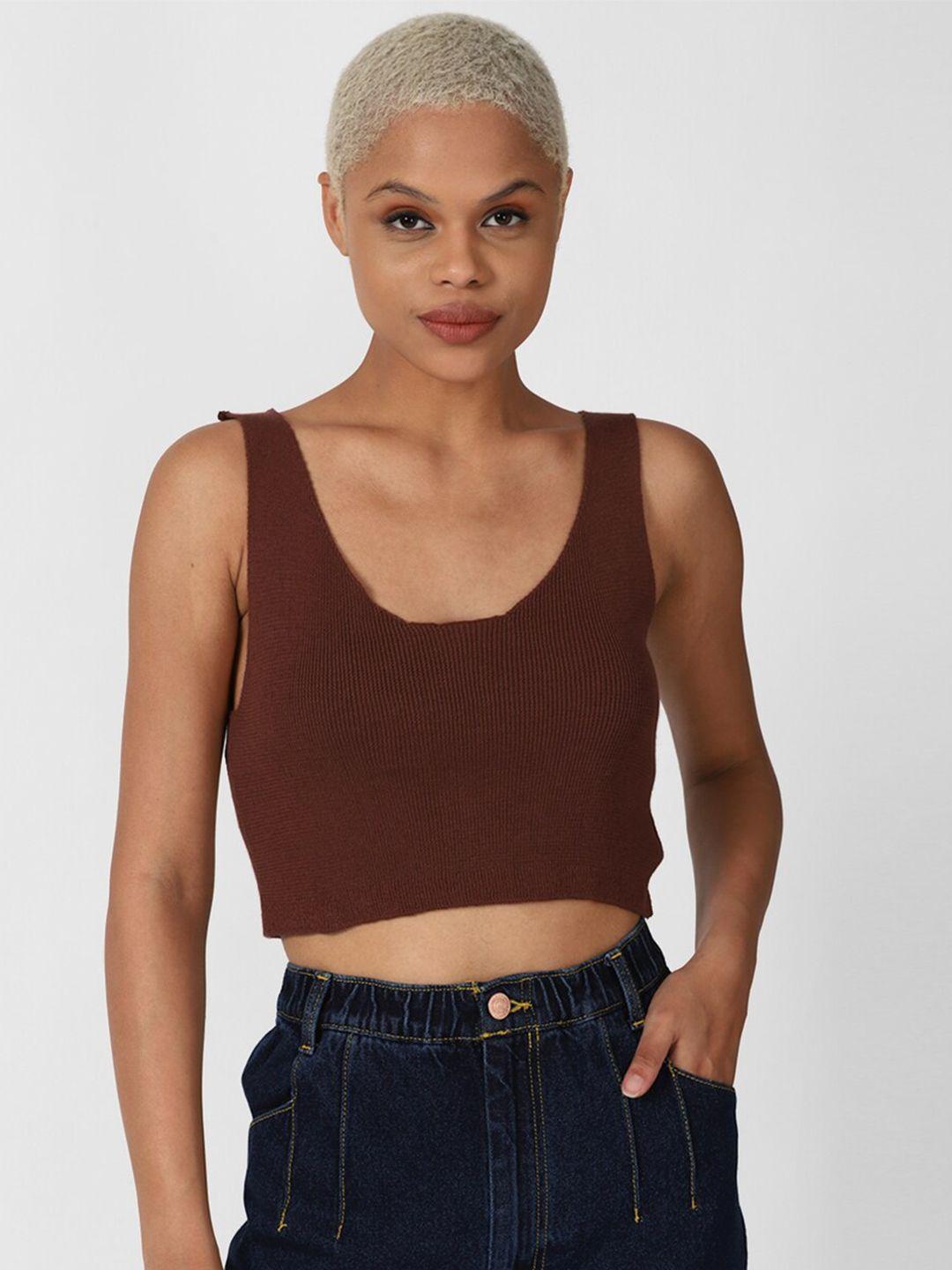 forever-21-women-brown-solid-sleeveless-crop-sweater-vest