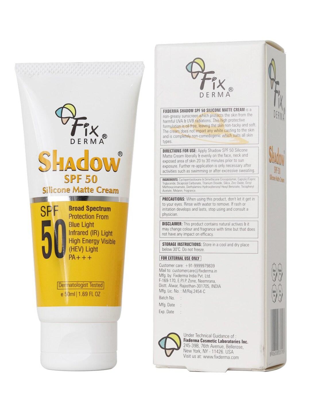 FIXDERMA Shadow SPF 50 Silicone Matte Sunscreen For Oily Acne Prone Skin - 50ml
