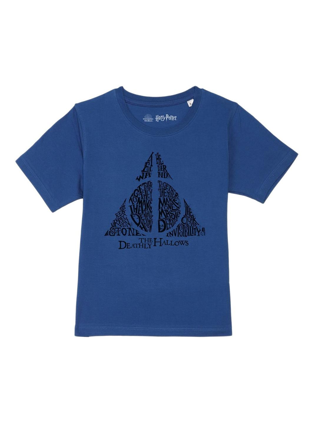 Harry Potter by Wear Your Mind Boys Blue Printed Pure Cotton T-shirt