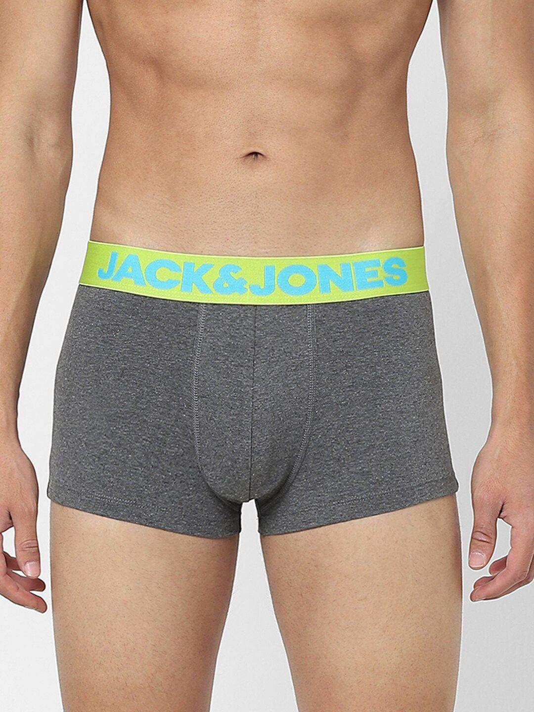 Jack & Jones Men Grey Solid Cotton Trunks 116799502