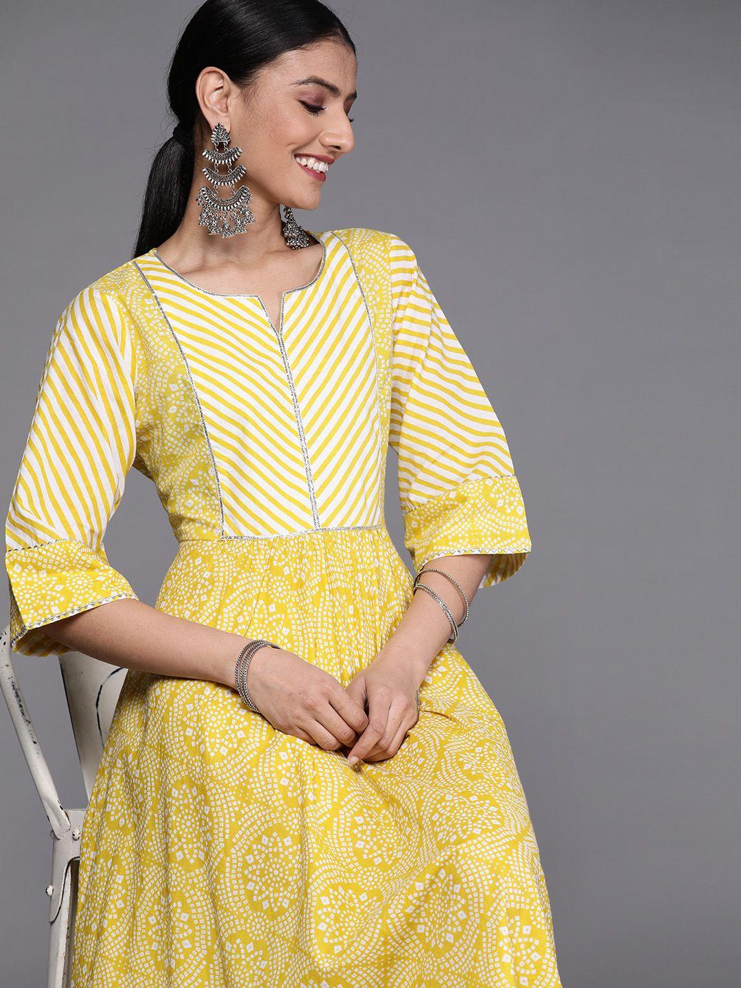 libas-yellow-&-white-ethnic-printed-cotton-maxi-dress