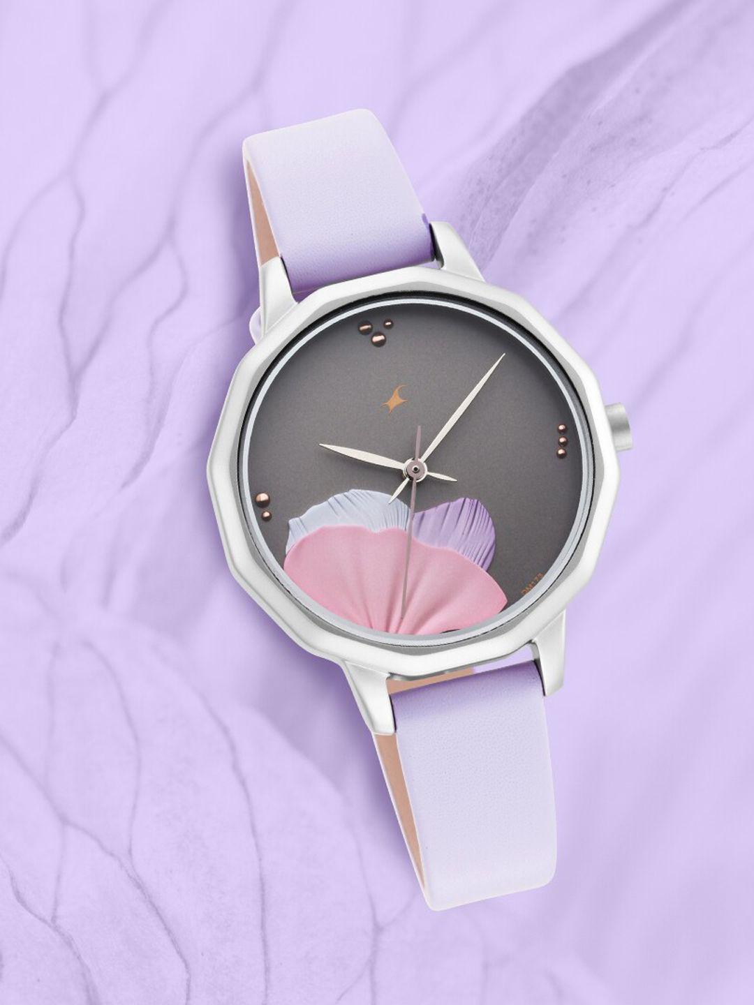 fastrack-women-purple-brass-printed-dial-&-purple-leather-straps-analogue-watch