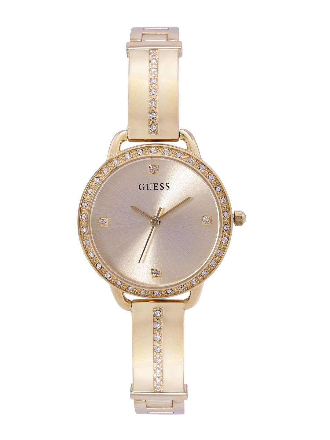 GUESS Women Gold-Toned Dial & Gold-Plated Stainless Steel Straps Analogue Watch GW0022L2