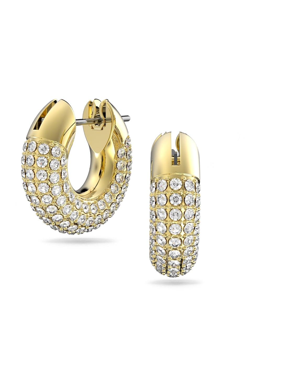 SWAROVSKI Gold-Toned Crystals Contemporary Hoop Earrings