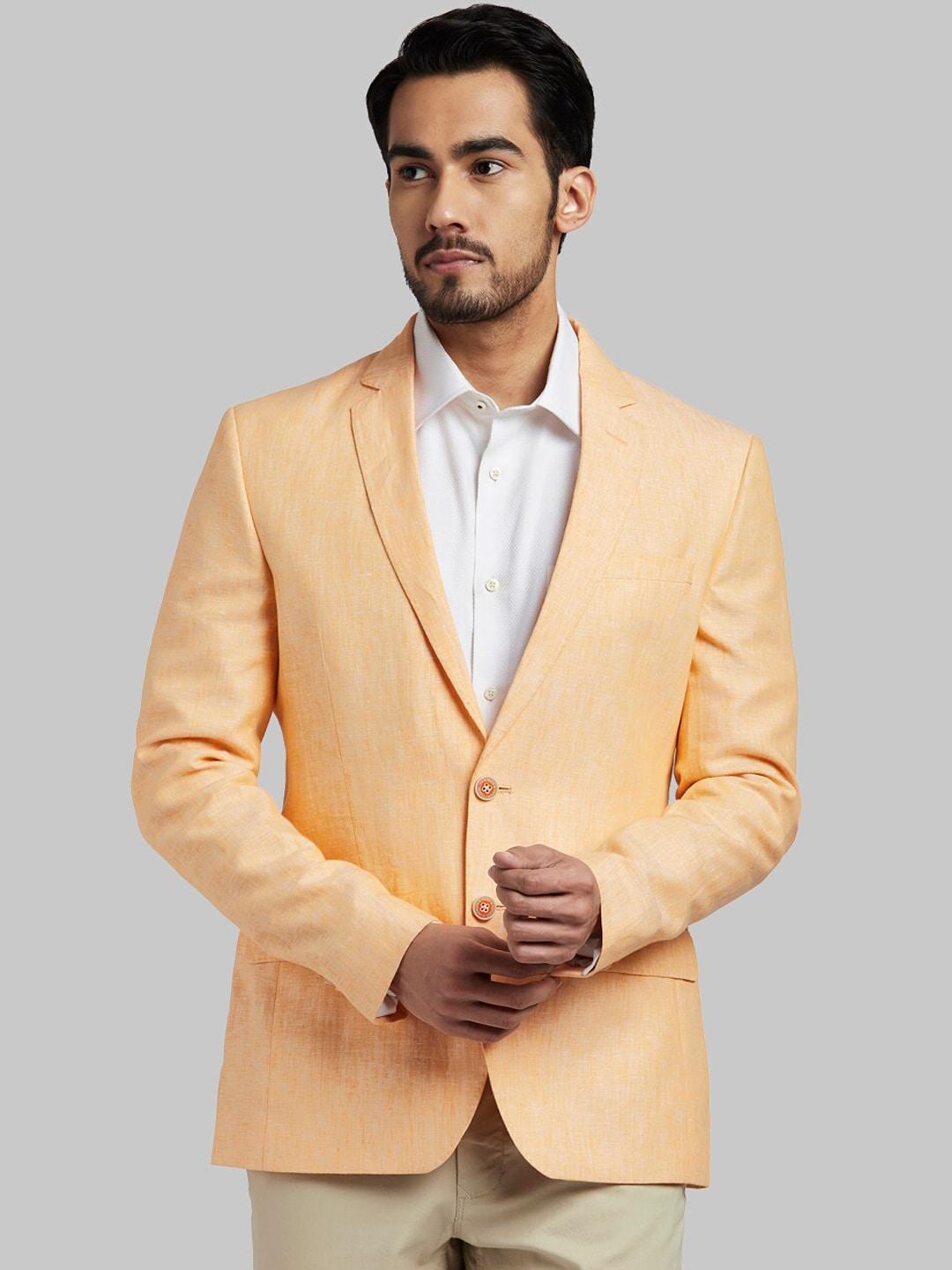 Parx Men Orange Solid Comfort Fit Casual Single Breasted Blazer