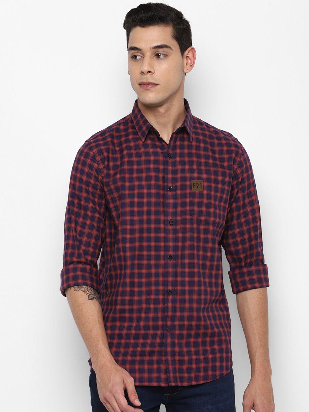 forever-21-men-maroon-cotton-checked-regular-fit-casual-shirt