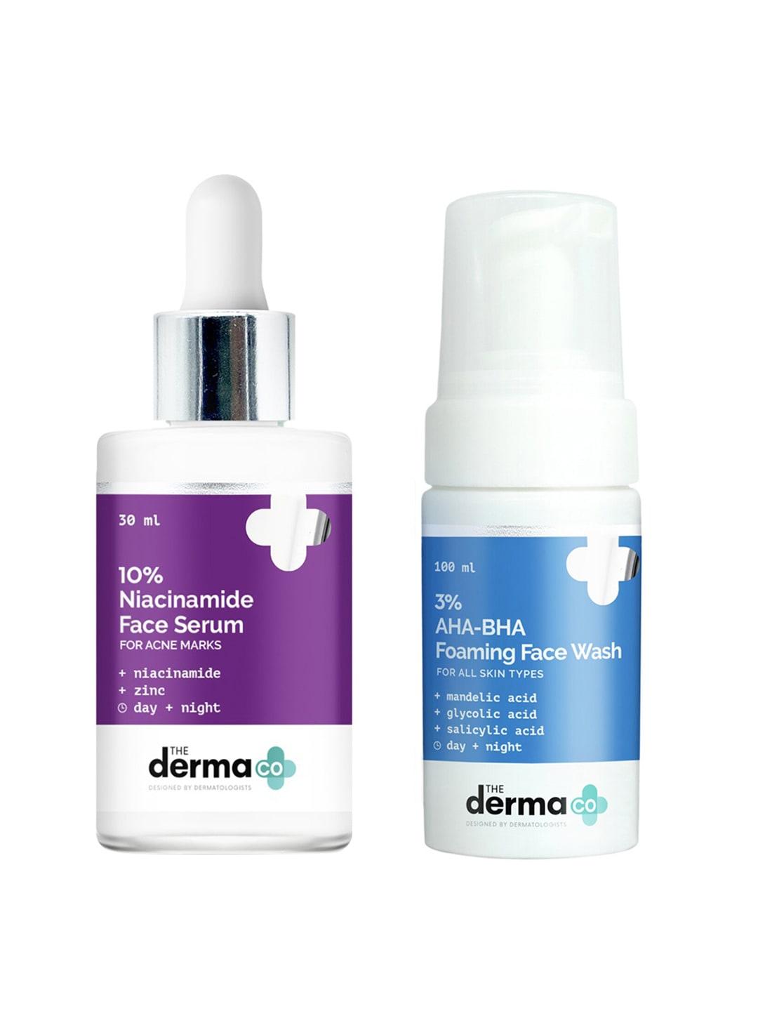 The Derma co. Set of 10% Niacinamide Serum & 3% AHA-BHA Foaming Cleanser