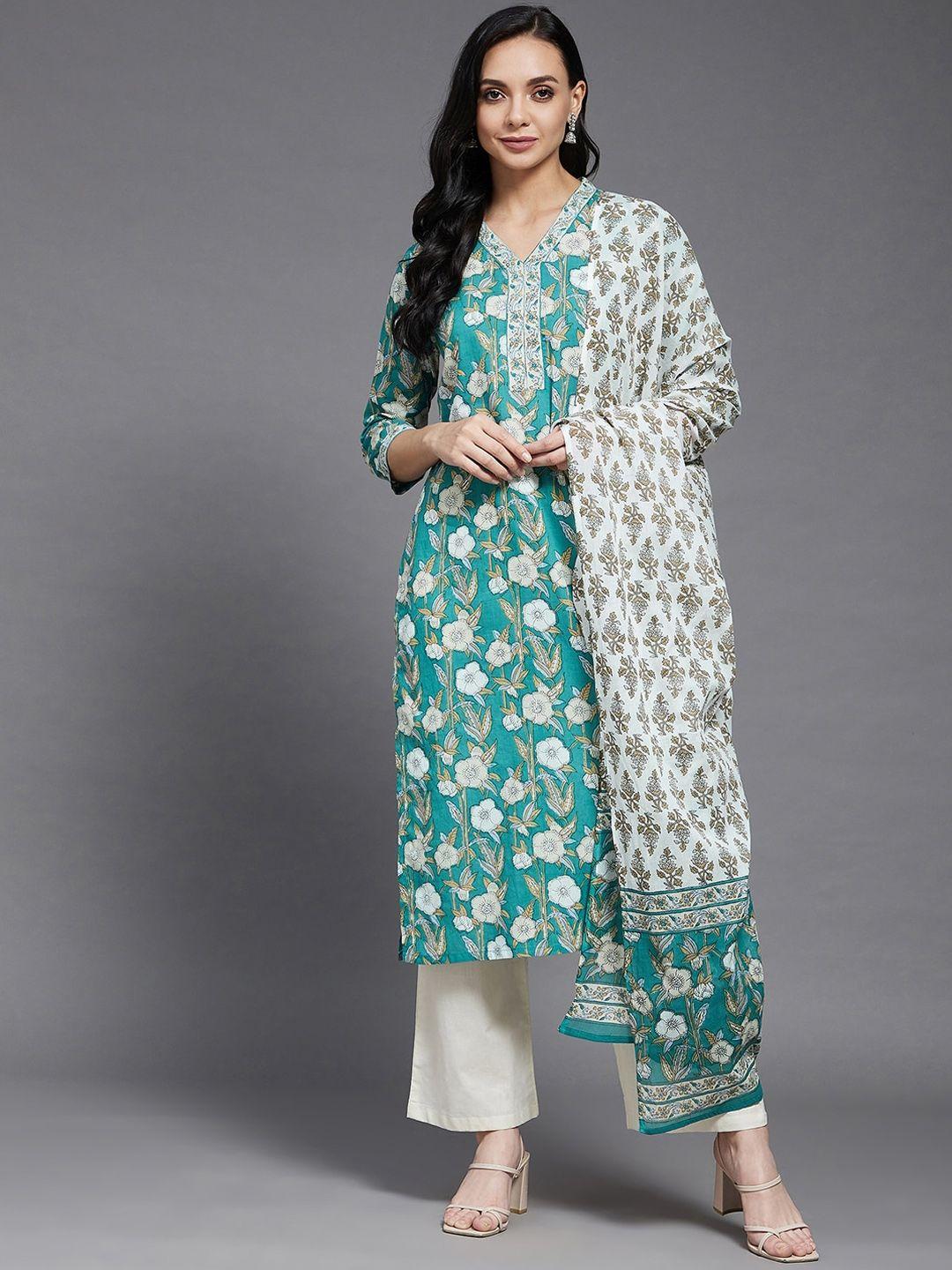 azira-women-green-floral-printed-pure-cotton-kurta-with-palazzos-&-dupatta