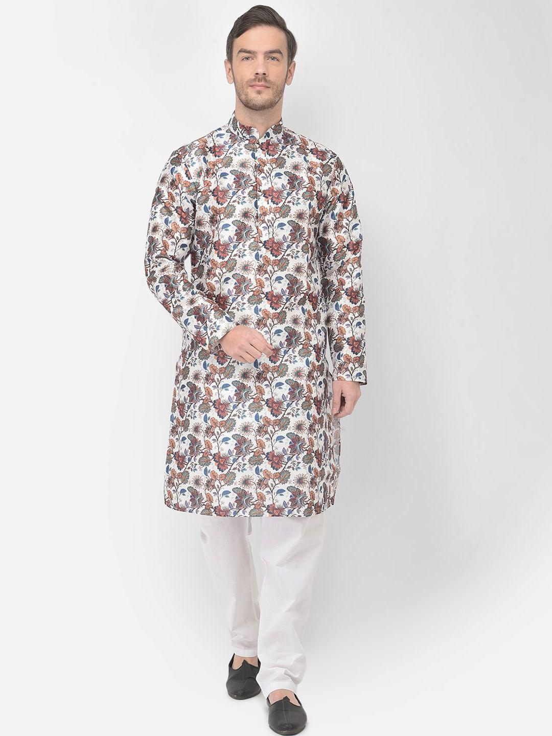 sg-leman-men-white-floral-printed-raw-silk-kurta-with-churidar