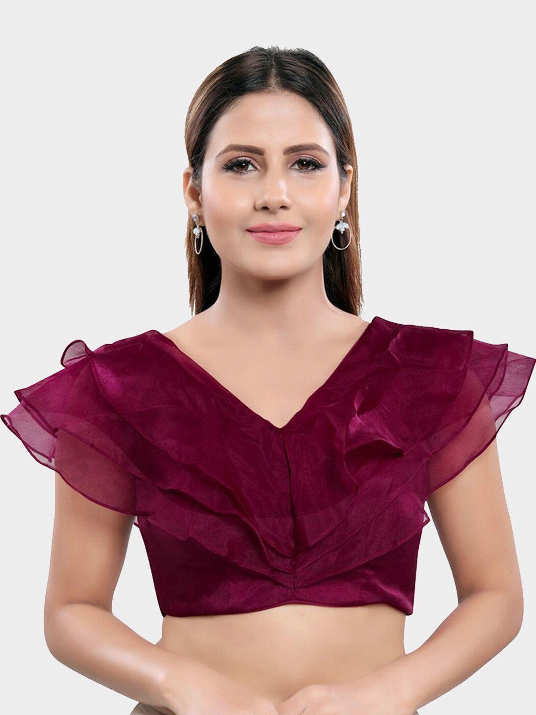 salwar-studio-women-maroon-solid-readymade-saree-blouse