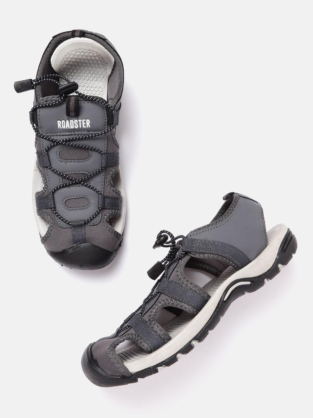 Roadster Men Grey Solid Sports Sandals