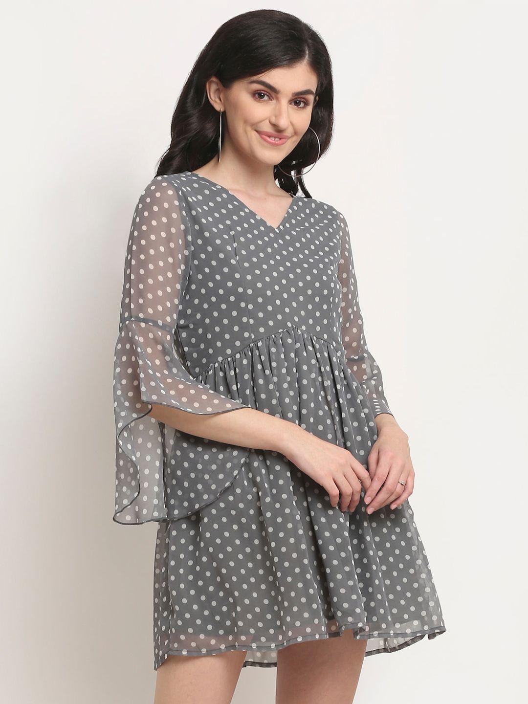 la-zoire-grey-printed-georgette-mini-dress