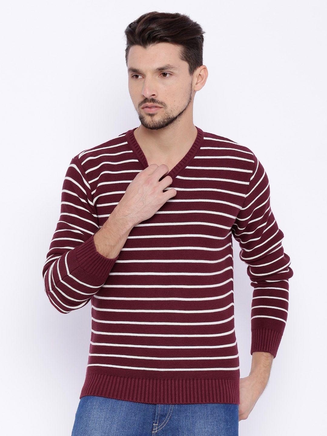 basics-maroon-&-white-striped-sweater