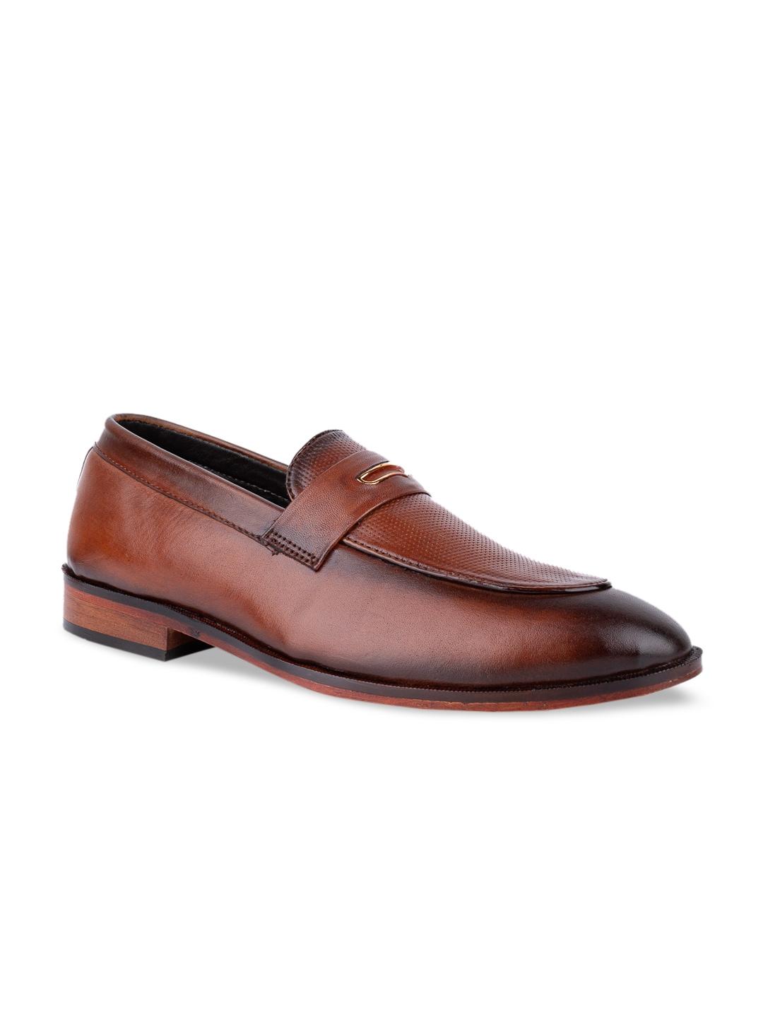 LA BOTTE Men Brown Textured Leather Formal Loafers