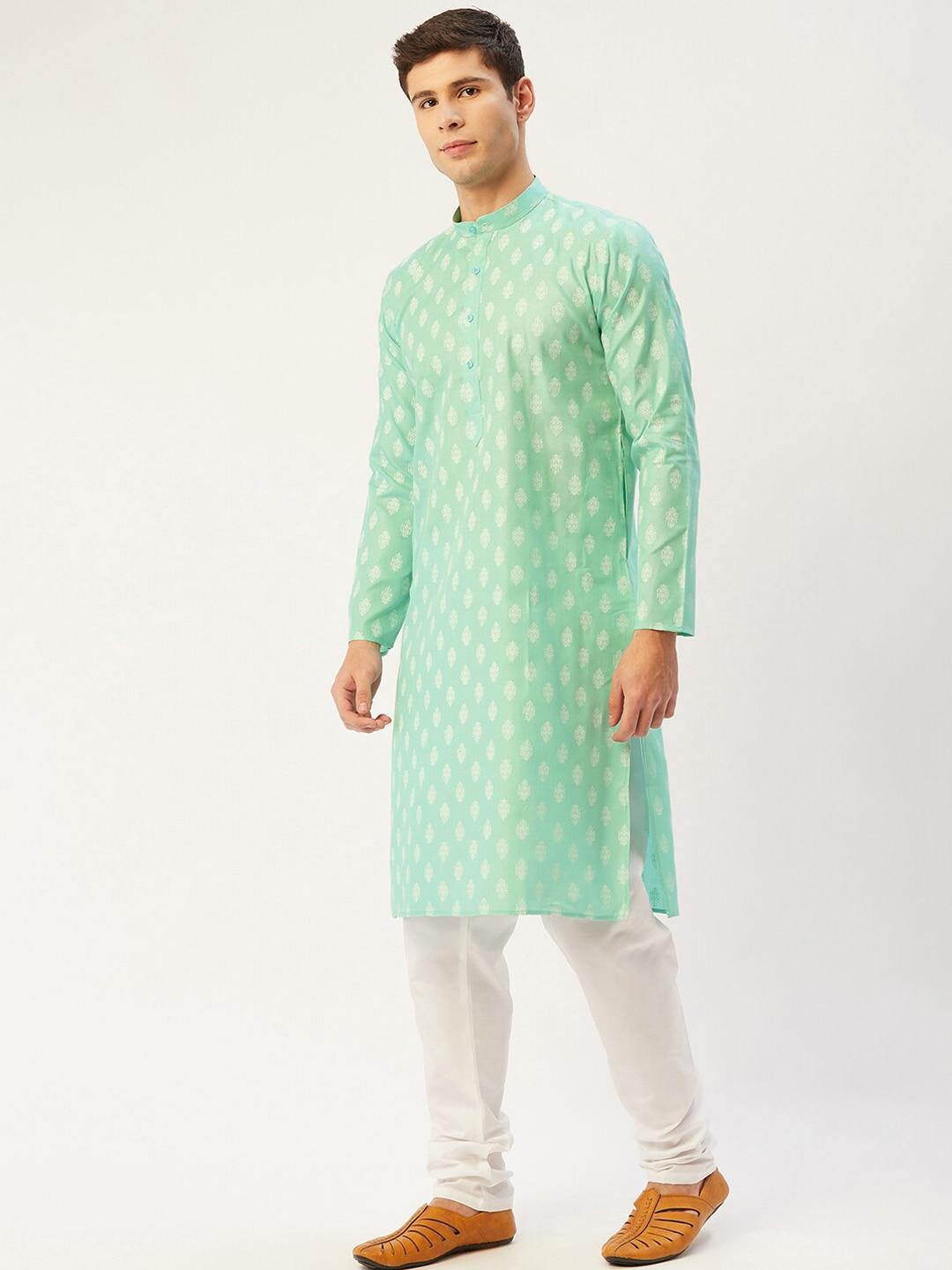 jompers-men-green-ethnic-motifs-printed-angrakha-kurta-with-churidar