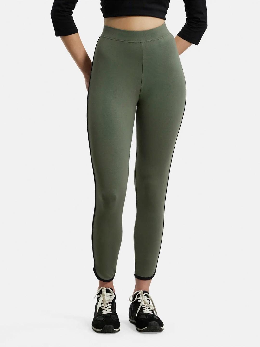 jockey-women-green-solid-leggings