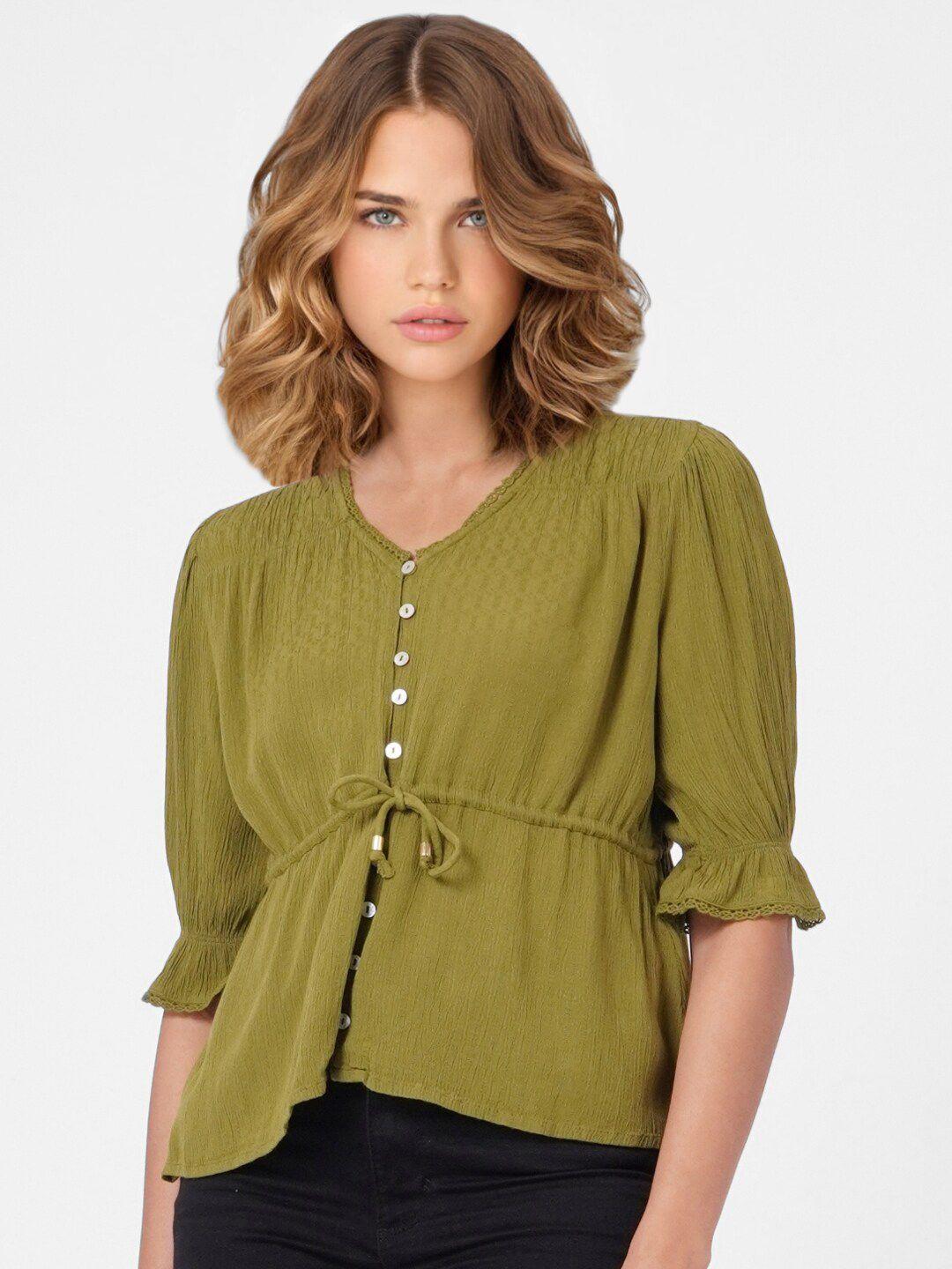 only-women-green-puffed-sleeves-top