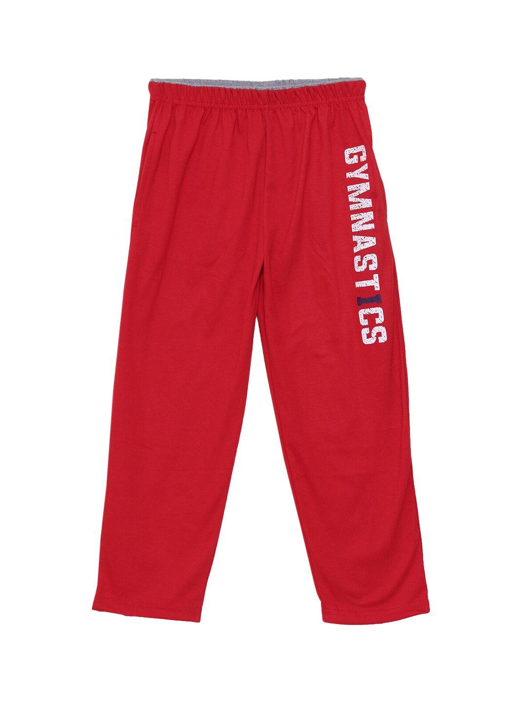 Fashionable Boys Red & White Printed Pure Cotton Track Pants