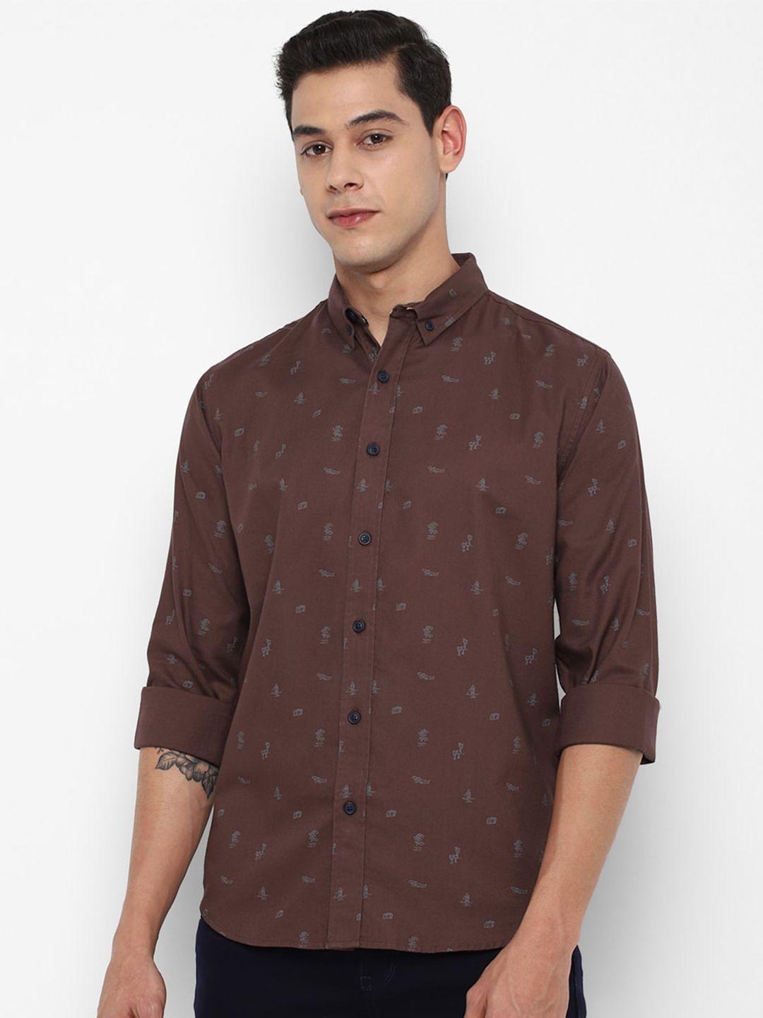 forever-21-men-brown-printed-casual-shirt