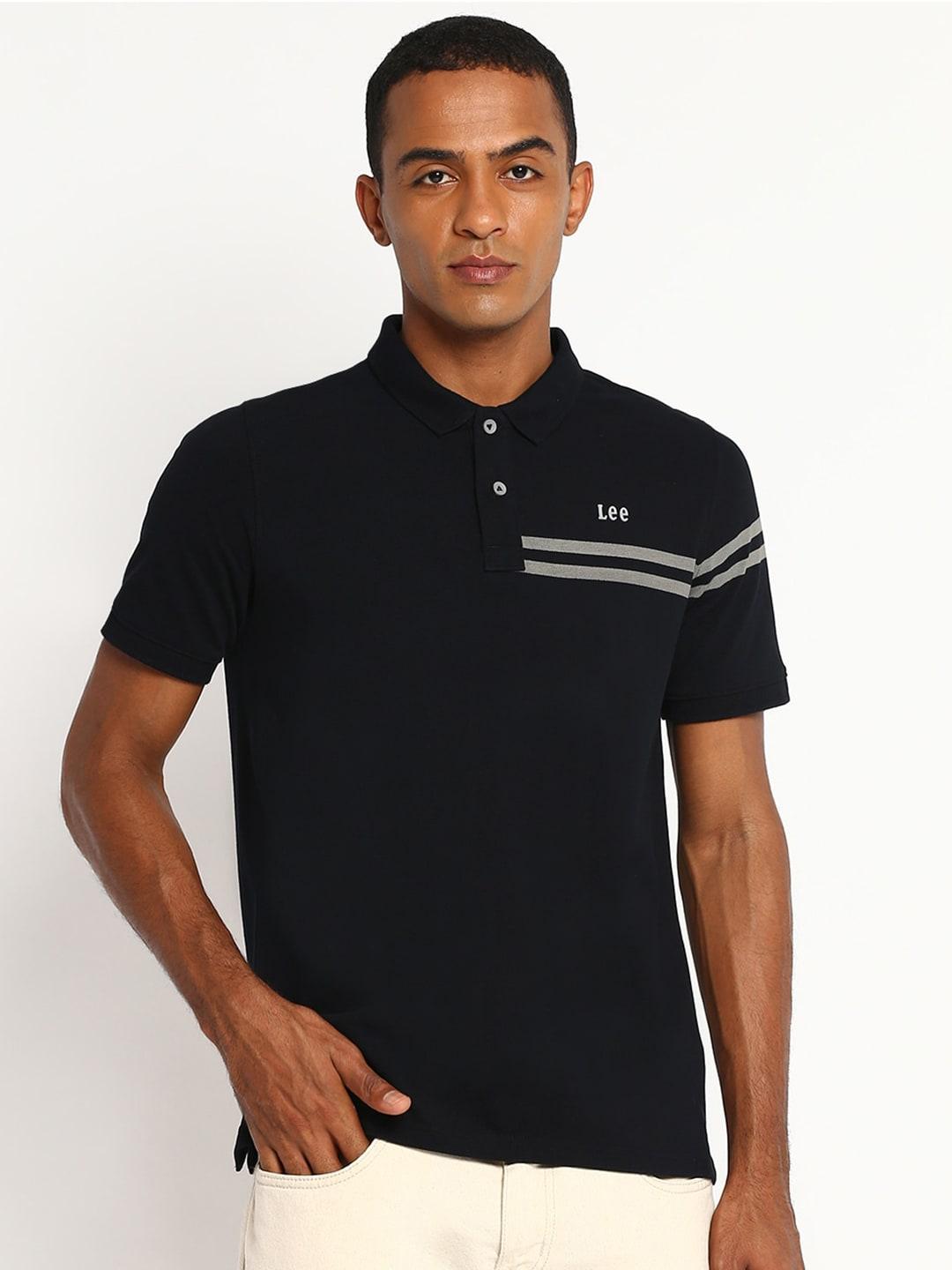 lee-men-black-polo-collar-slim-fit-t-shirt