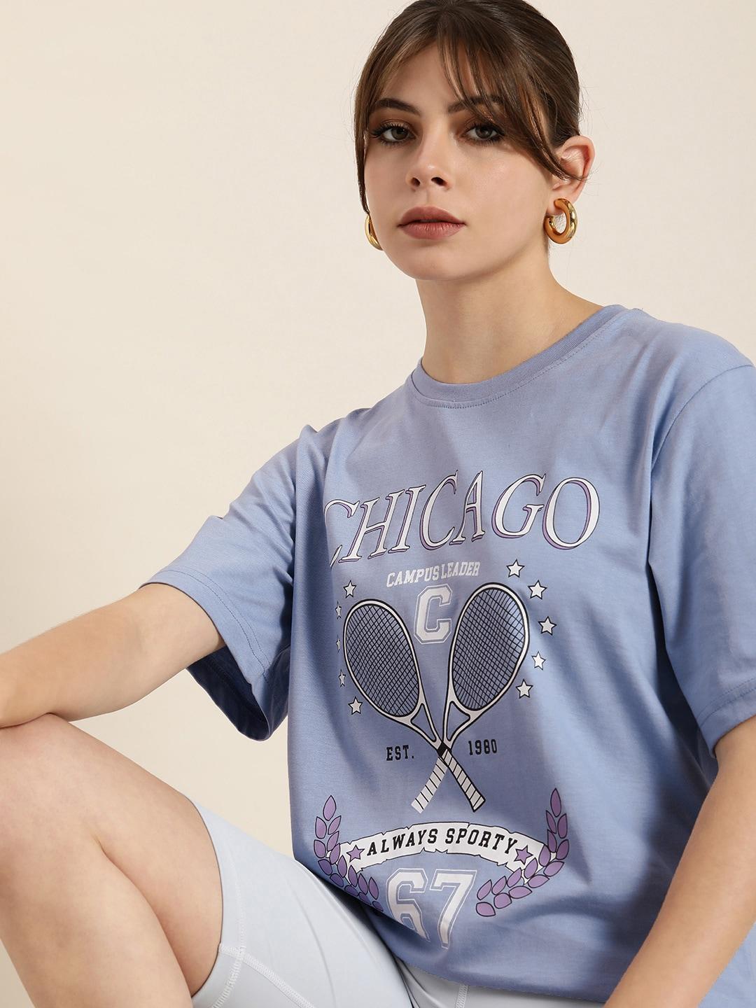 dillinger-women-blue-printed-pure-cotton-loose-graphic-oversized-t-shirt
