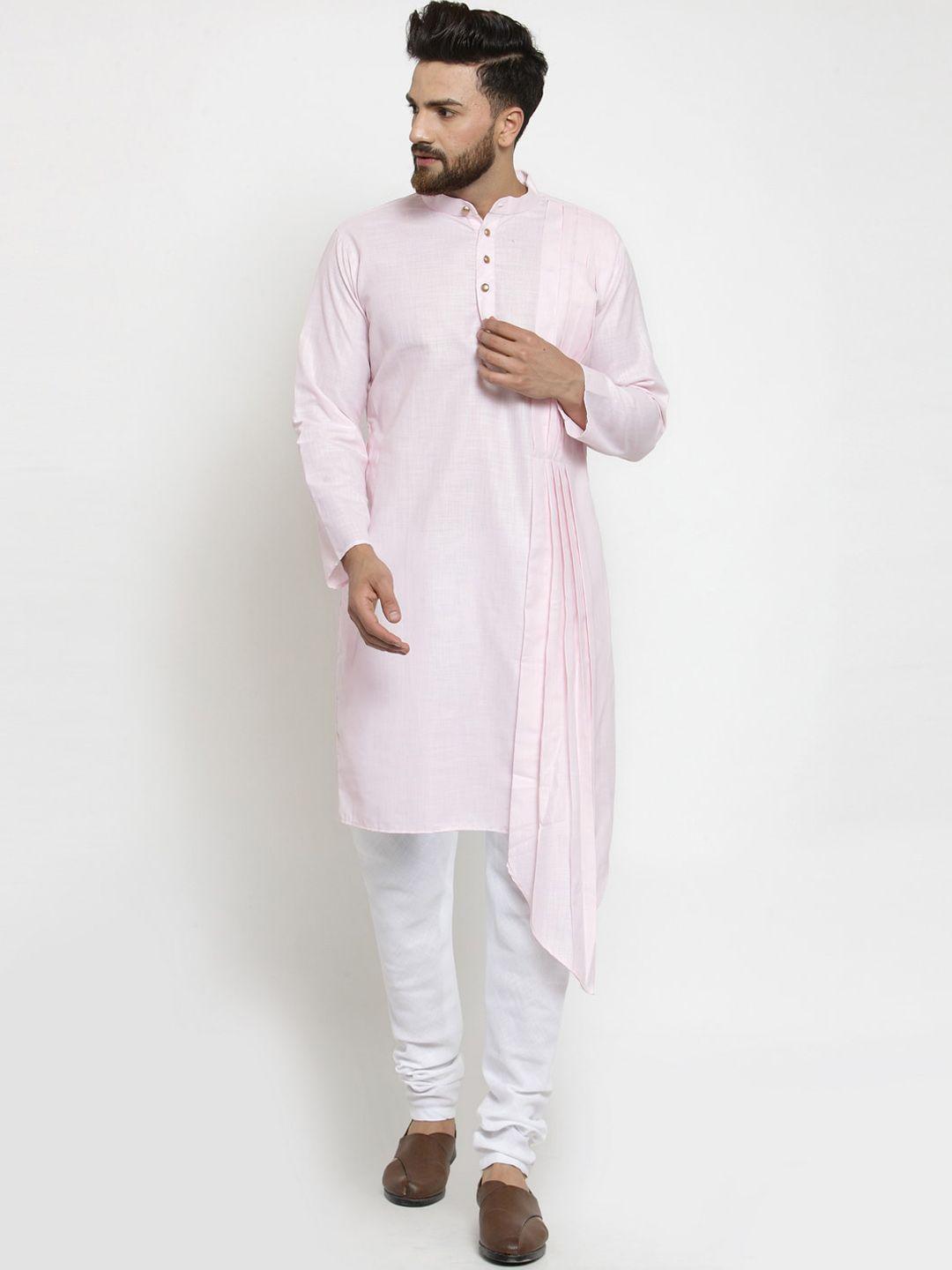 treemoda-men-pink-&-white-linen-kurta-with-pyjamas