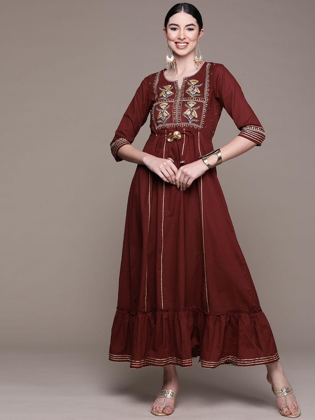 anubhutee-maroon-floral-embroidered-ethnic-cotton-a-line-maxi-dress