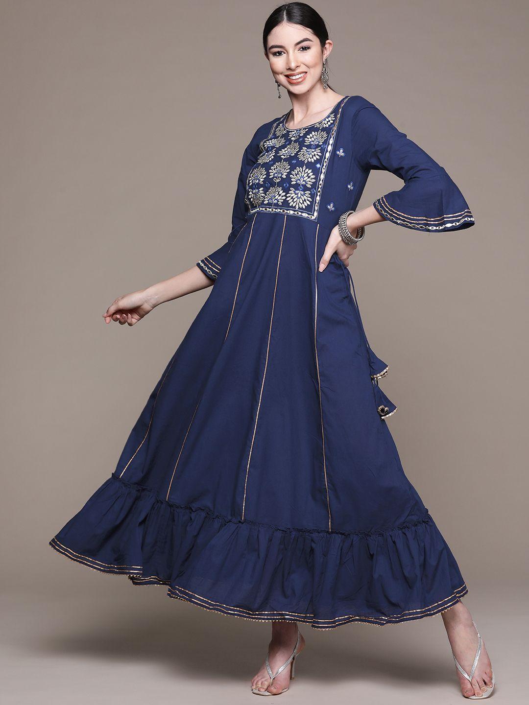anubhutee-blue-ethnic-motifs-embroidered-ethnic-cotton-a-line-maxi-dress