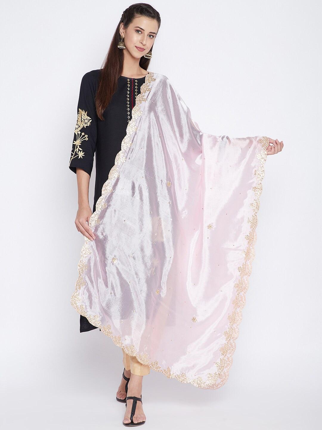 clora-creation-women-pink-&-gold-toned-embroidered-dupatta