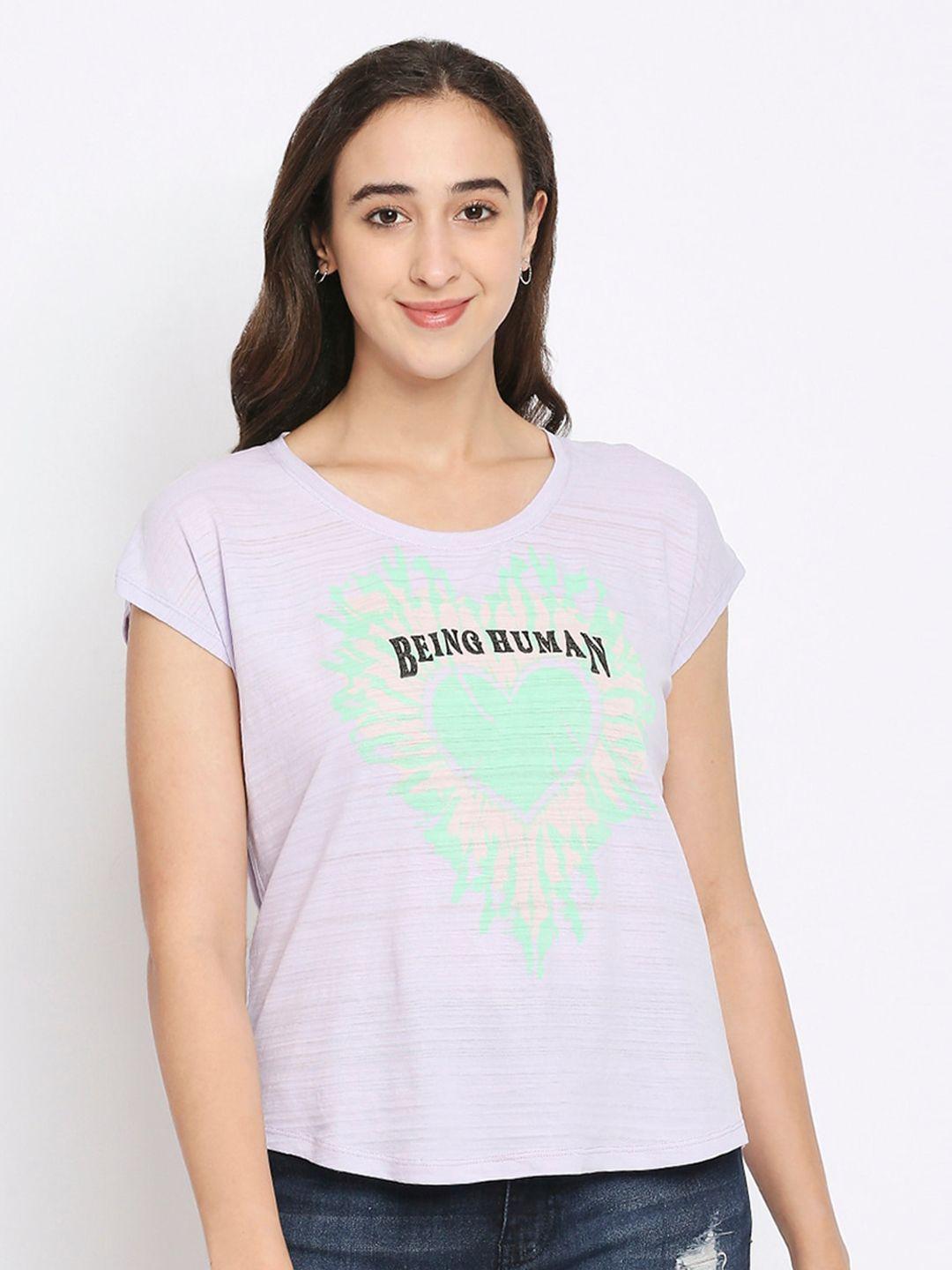 Being Human Women Purple Typography Printed T-shirt