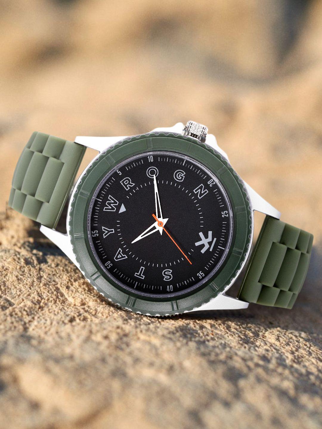 wrogn-men-black-printed-dial-&-green-straps-trend-savy-analogue-watch-wrg00047g