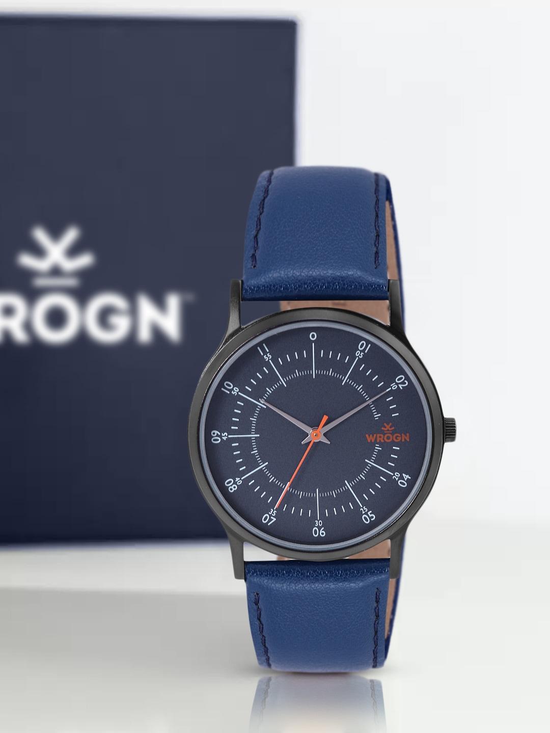 WROGN Men Blue Dial & Leather Straps Trend Savy Analogue Watch WRG00042H