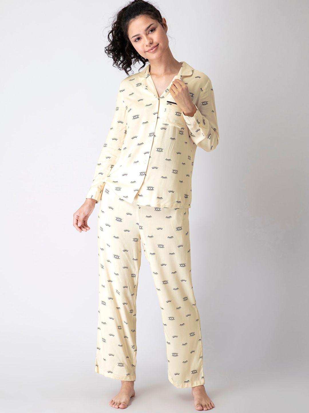 FabAlley Conversational Printed Pure Cotton Night Suit