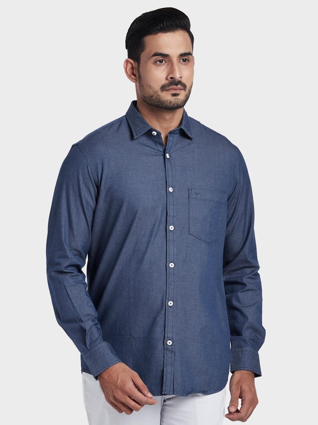 colorplus-men-blue-solid-tailored-fit-casual-shirt