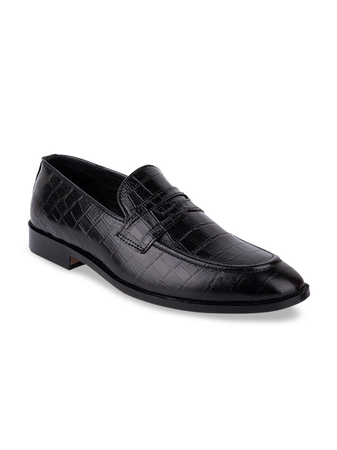 LA BOTTE Men Black Textured Leather Formal Loafers