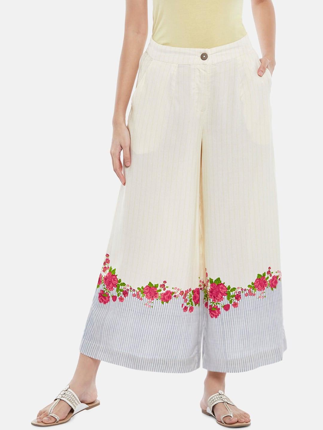 akkriti-by-pantaloons-women-off-white-floral-printed-pleated-culottes-trousers